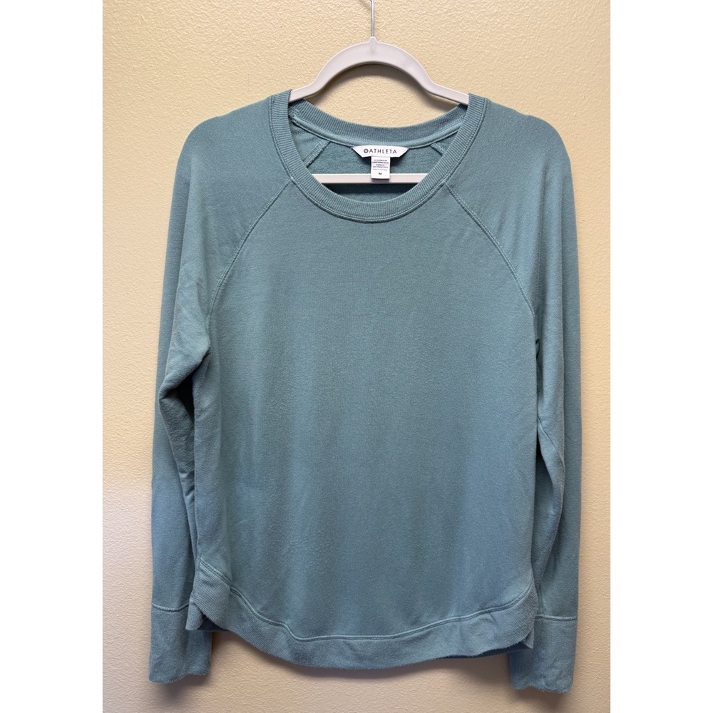 Athleta Mindset Sweatshirt Teal Blue Green Modal Pullover Size Medium Stretch